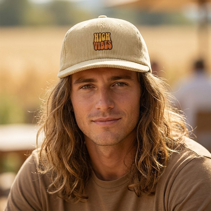 High Vibes Corduroy Embroidered Hat