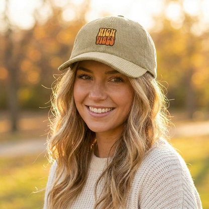 High Vibes Corduroy Embroidered Hat