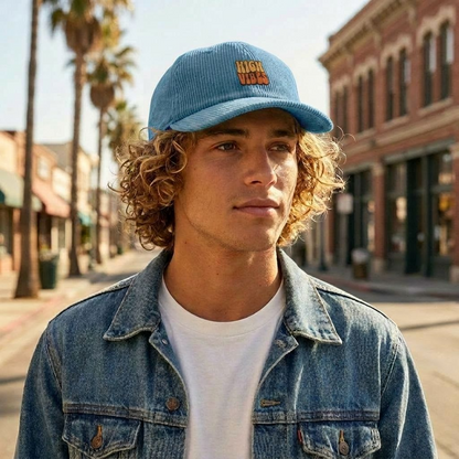 High Vibes Corduroy Embroidered Hat
