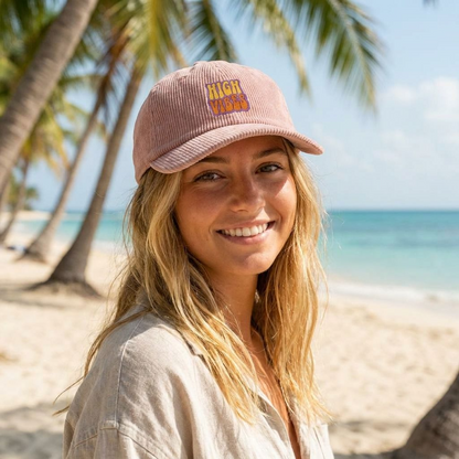 High Vibes Corduroy Embroidered Hat